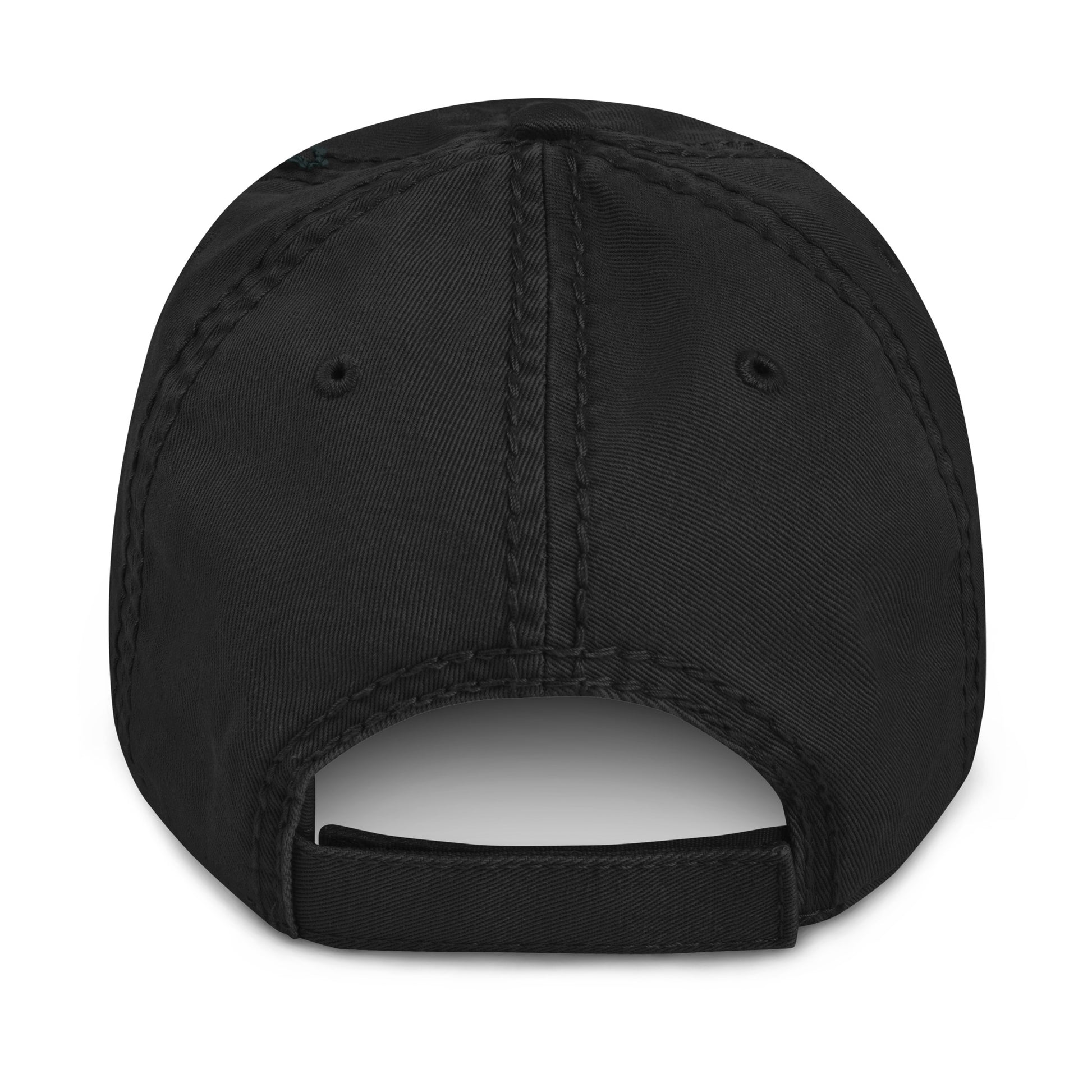 Black distressed baseball cap back