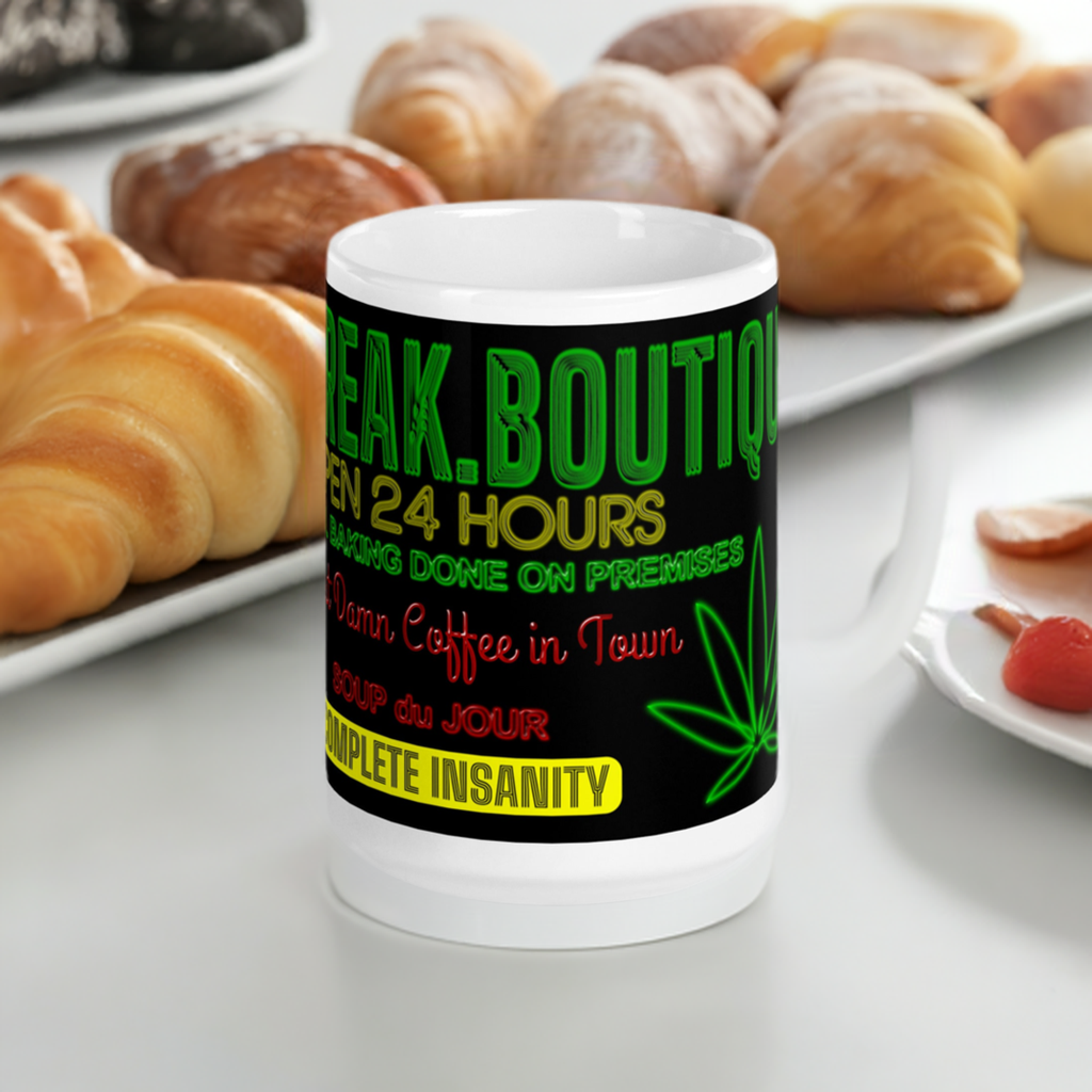 FREAK.boutique DINER coffee mug on counter