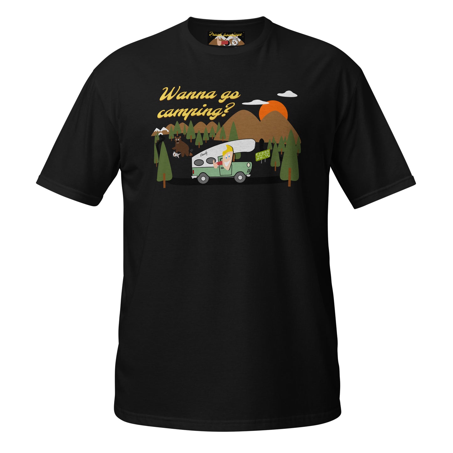 Wanna go camping black unisex t-shirt