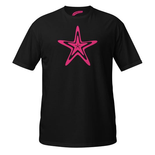 Big Pink Starfish black unisex t-shirt