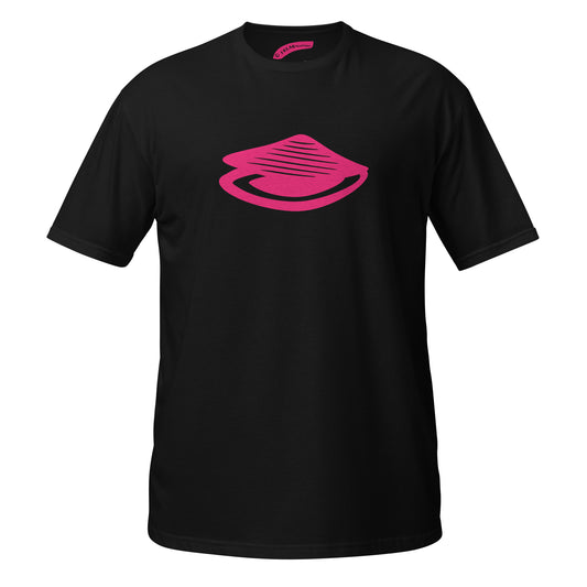 Big Pink Clam black unisex t-shirt