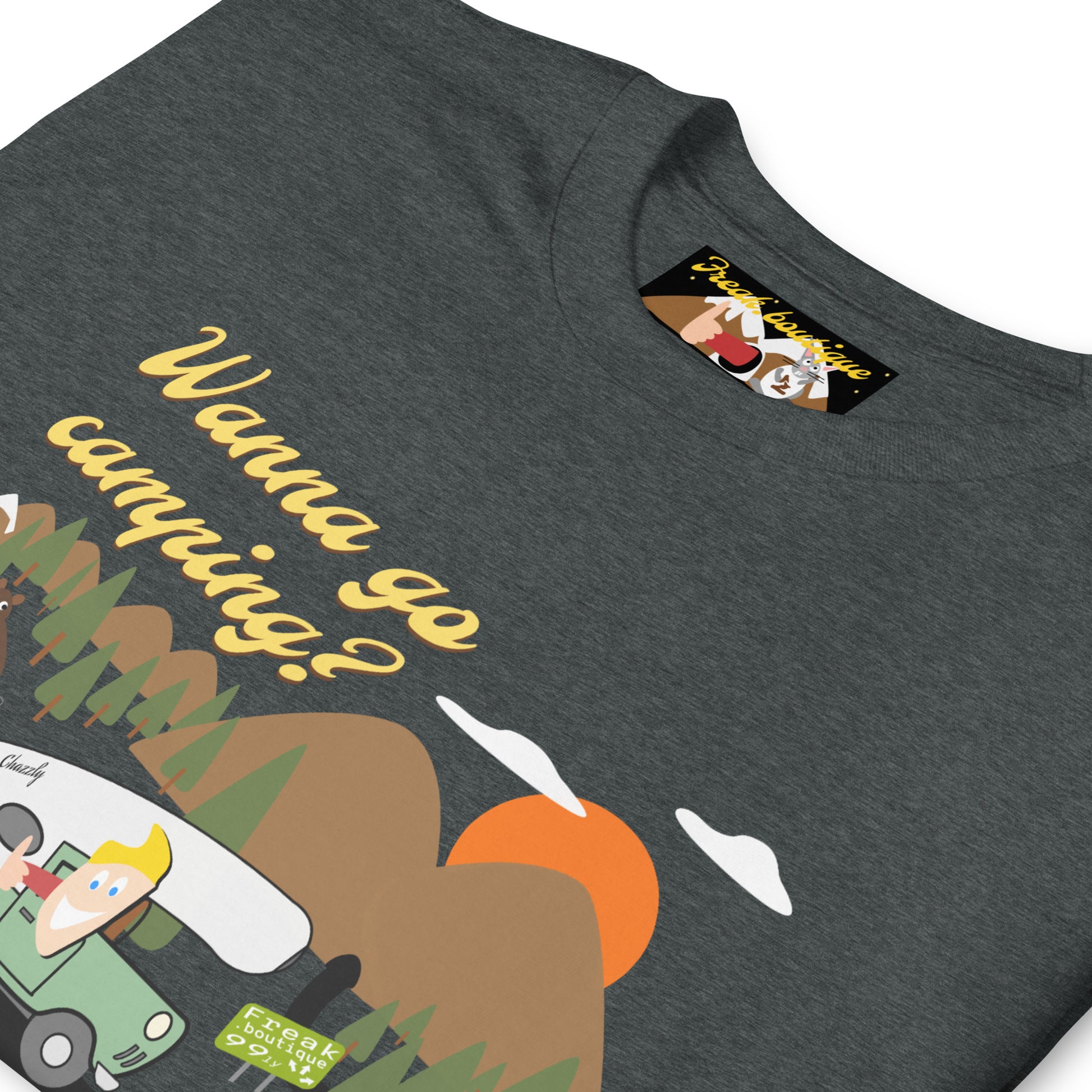 Wanna go camping dark heather unisex t-shirt detail