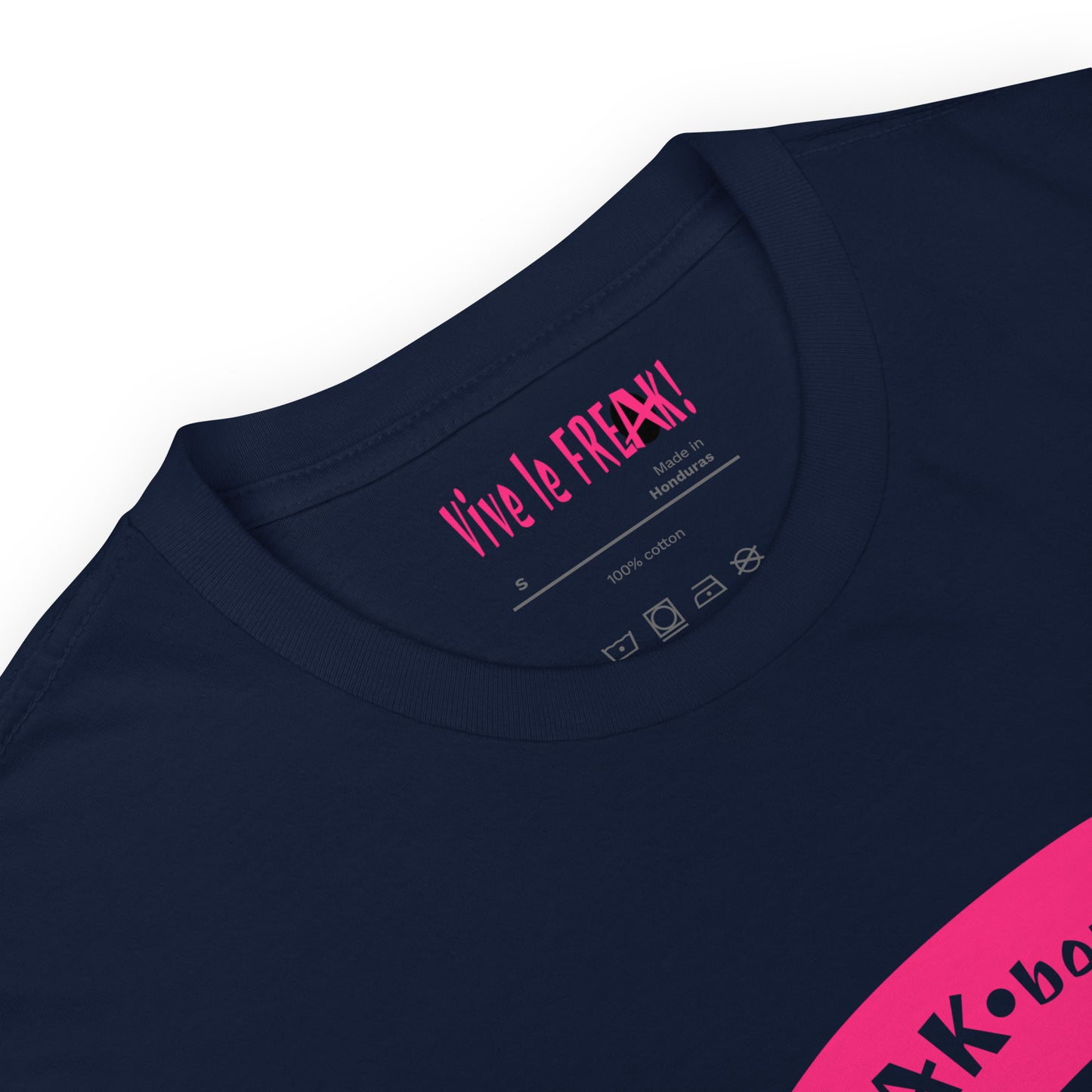 Big Pink Eel Logo navy unisex t-shirt detail