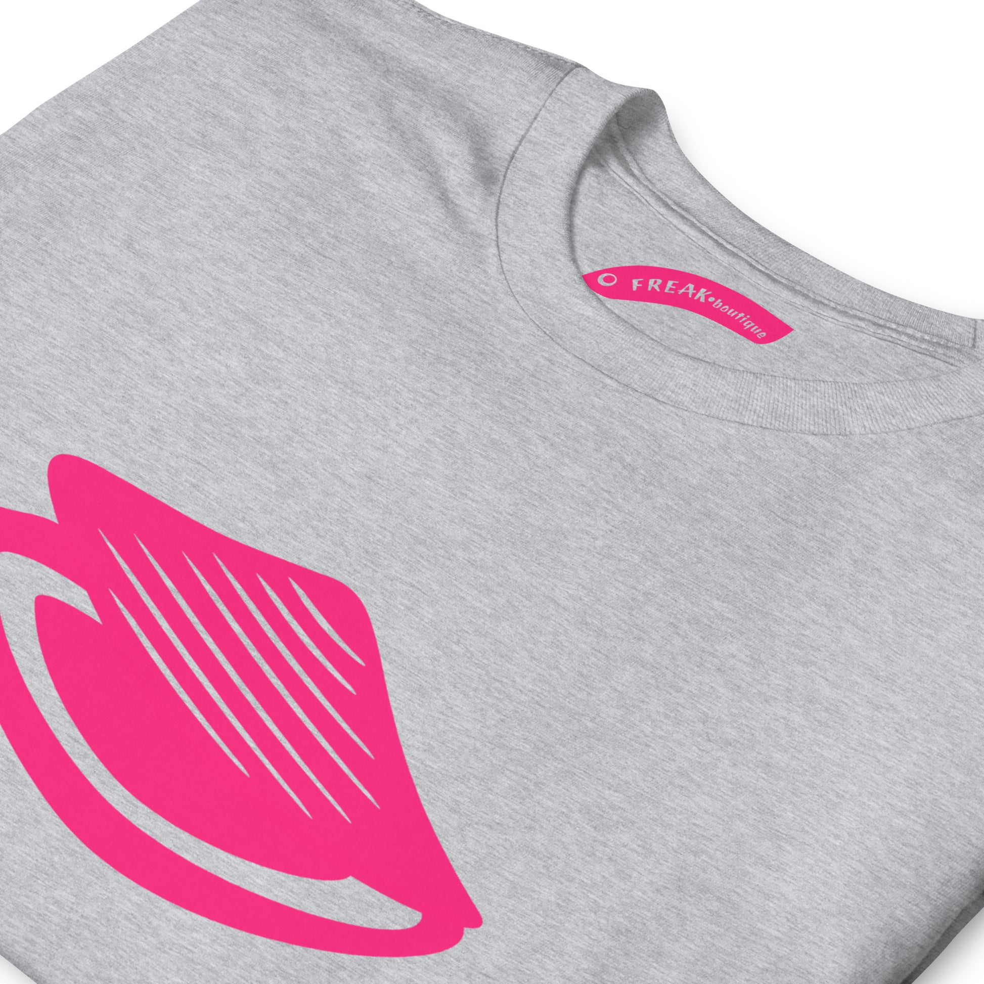 Big Pink Clam sport grey unisex t-shirt detail