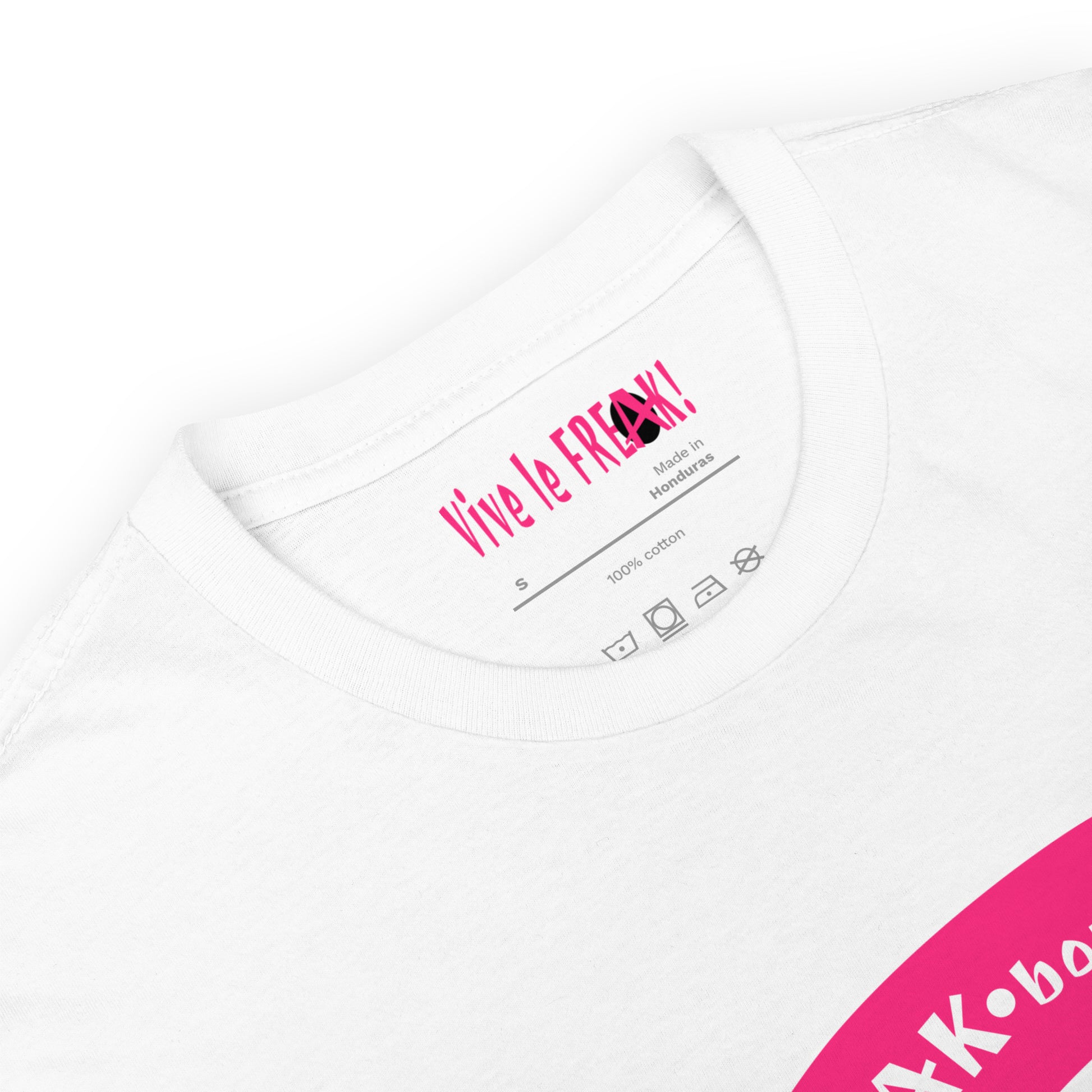 Big Pink Eel Logo white unisex t-shirt detail