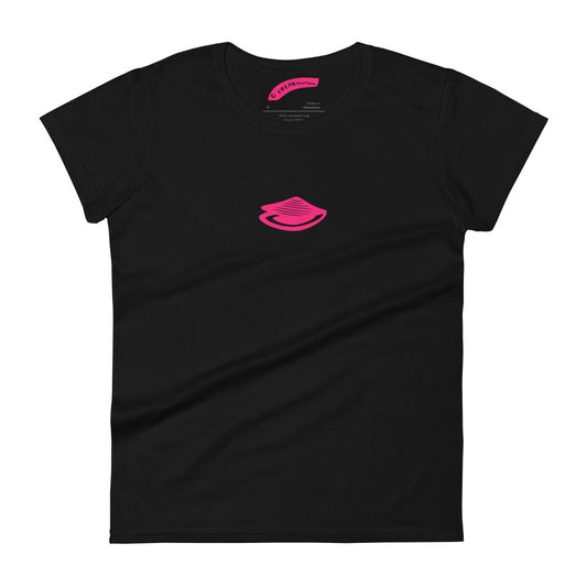 Little pink palourde black womens t-shirt